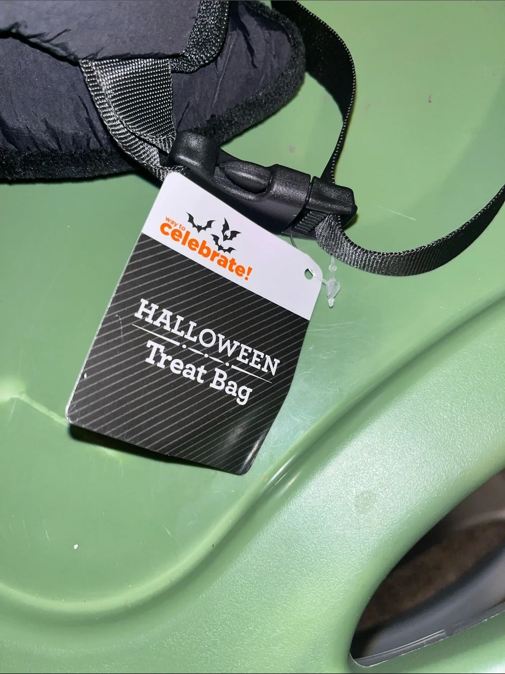 HALLOWEEN Black Cat Treat Bag with Green Eyes